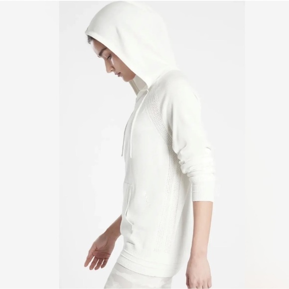 Athleta Sz S Evergreen Knit Hoodie Sweater In Gray Polyester Lyocell Pullover - Picture 4 of 9